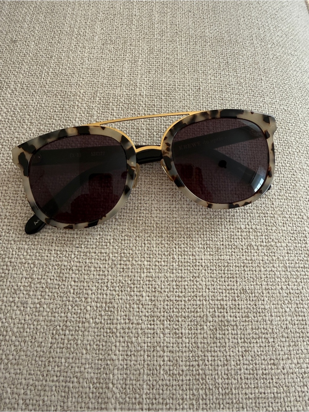KREWE Tortoiseshell Round Sunglasses with Gold Bridge